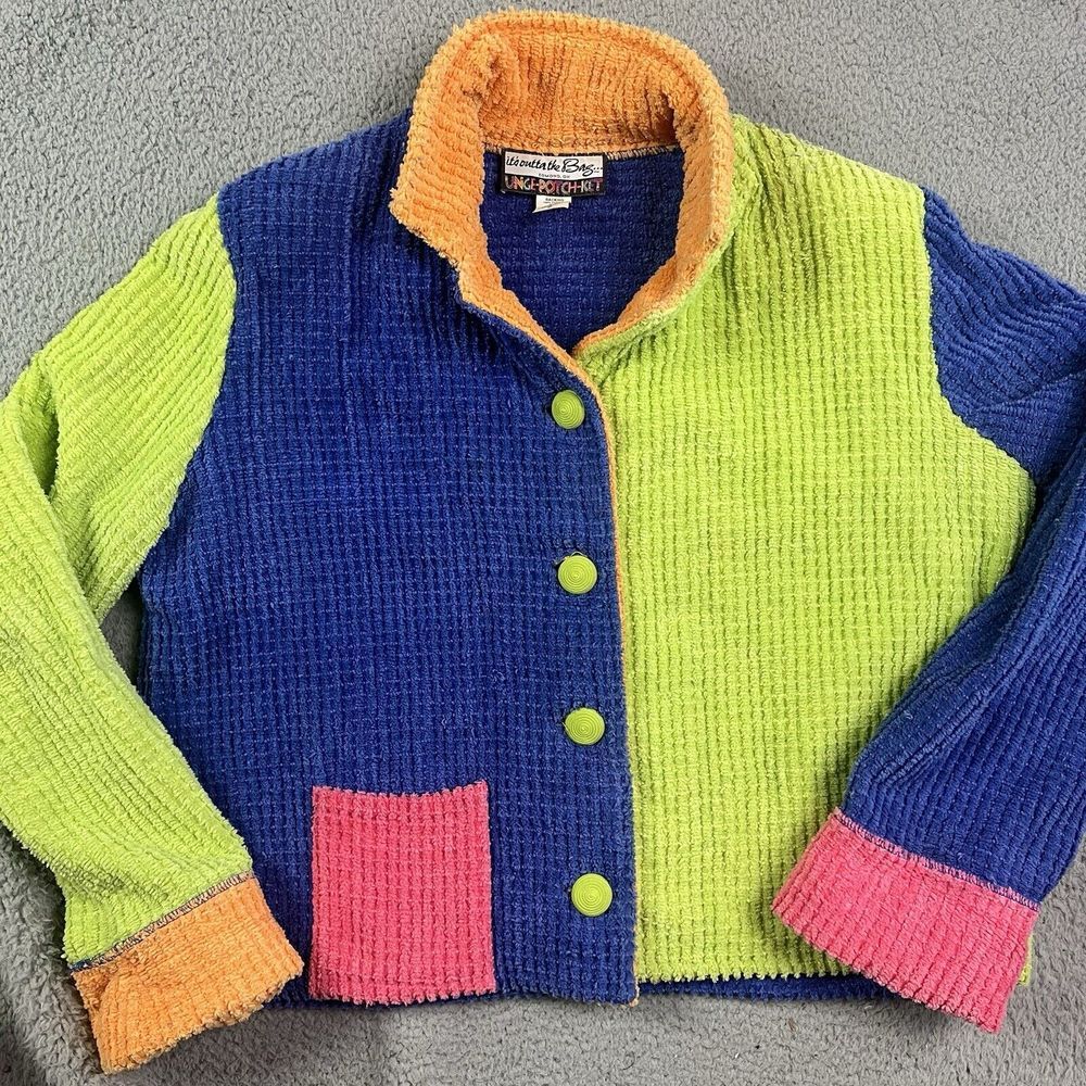 Vintage It's Outta The Bag‎ Unge-Potch-Ket Sweater Coat Button Up Women's Medium